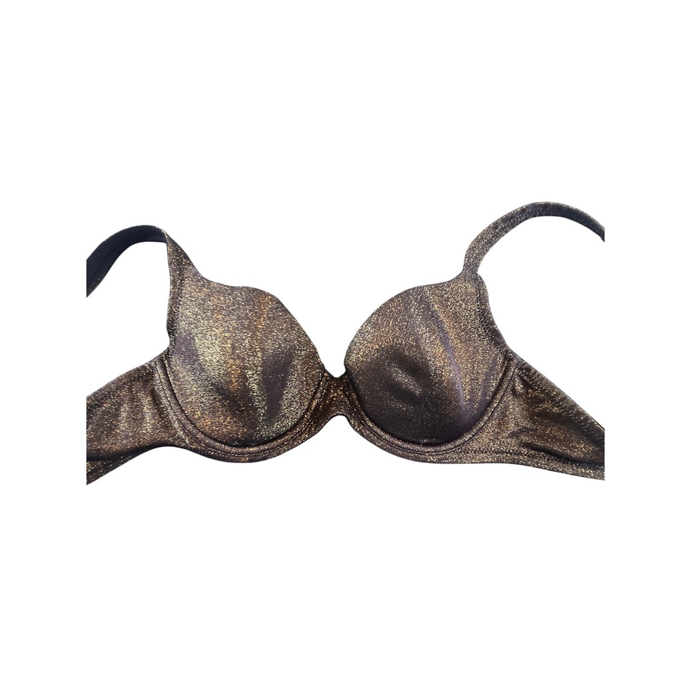Victoria's Secret Gold Metallic Underwire Bra 32B Black Shimmer Lingerie